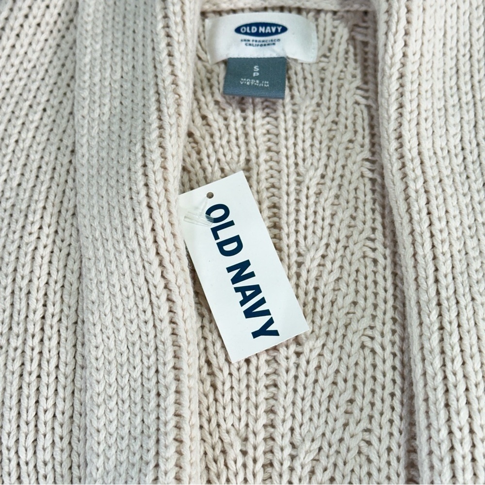 Old Navy cozy chunky knit open front longline cable cardigan sweater S latte - Picture 6 of 9